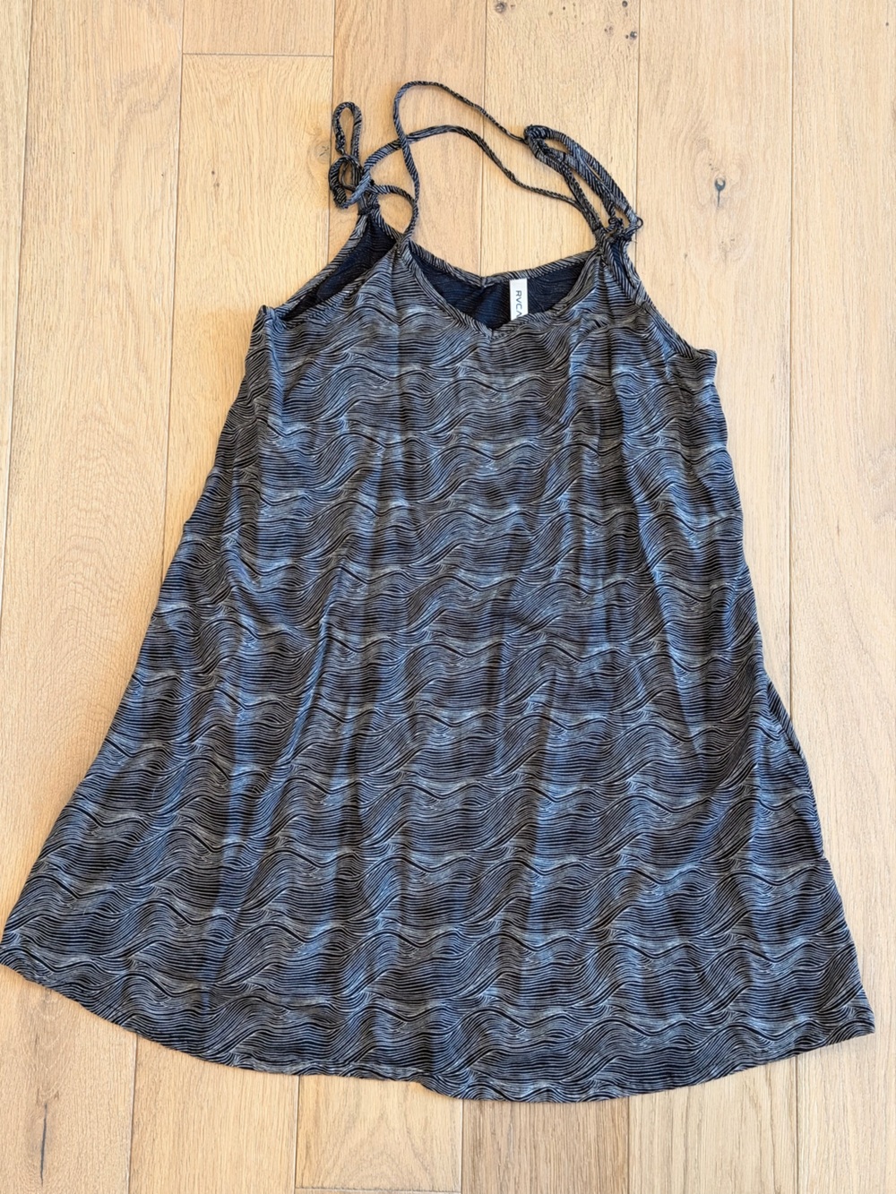 RVCA Black & Gray Wave-Print Strappy Tank